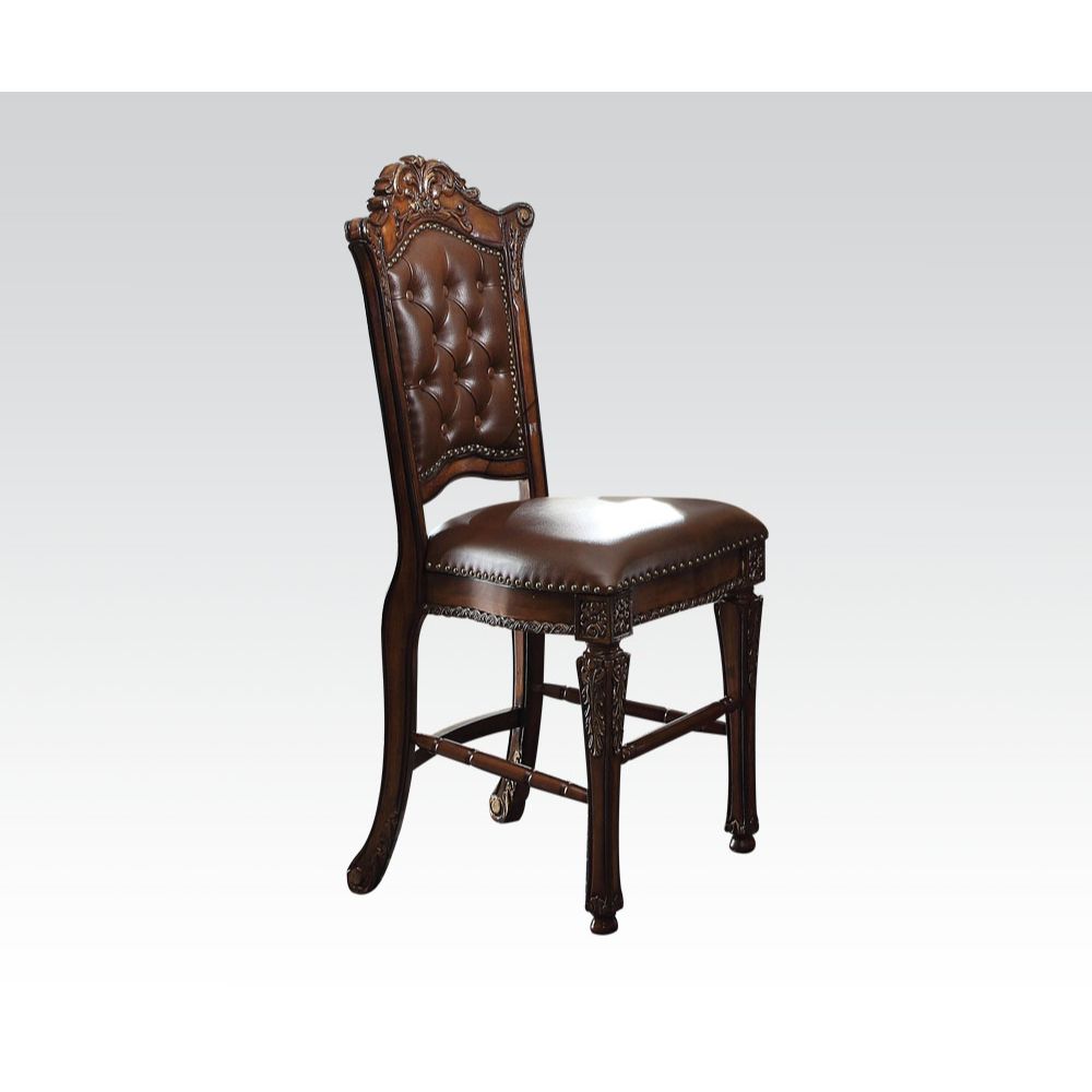 Vendome Synthetic Leather & Cherry Finish Counter Height Chair (Set-2)