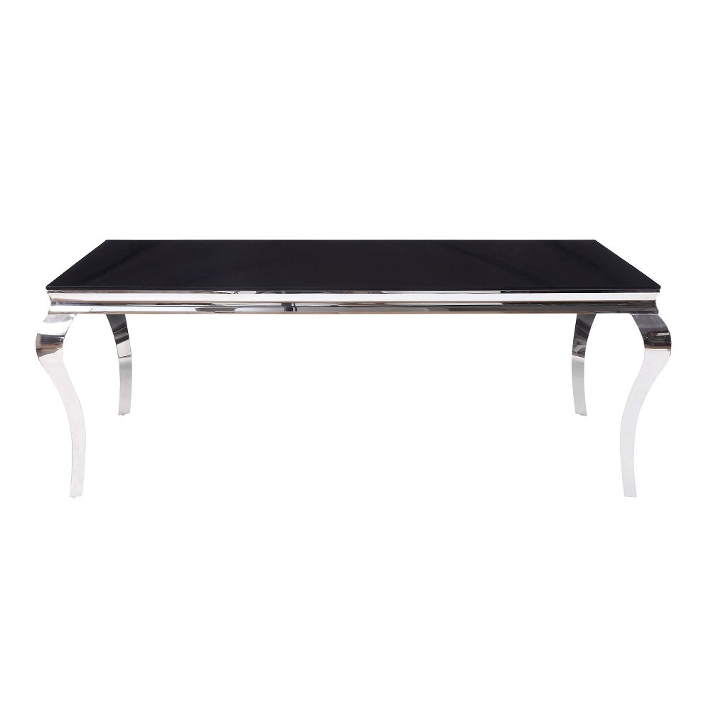 Fabiola Black Glass Top & Stainless Steel Dining Table