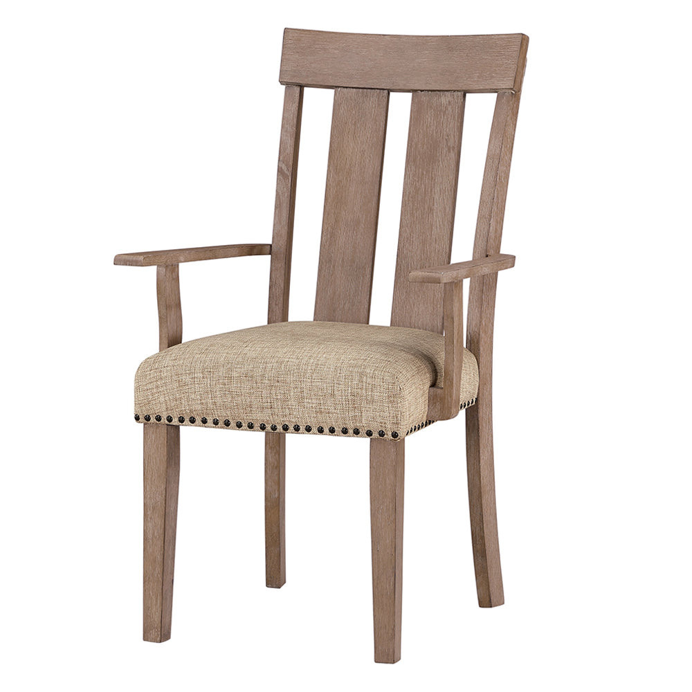 Nathaniel Fabric & Maple Finish Arm Chair (Set-2)