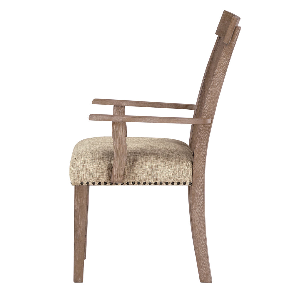 Nathaniel Fabric & Maple Finish Arm Chair (Set-2)