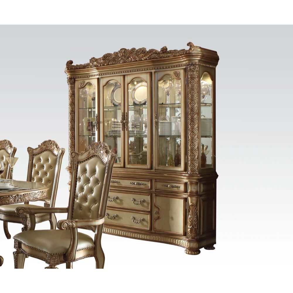 Vendome Gold Patina & Bone Finish Hutch & Buffet