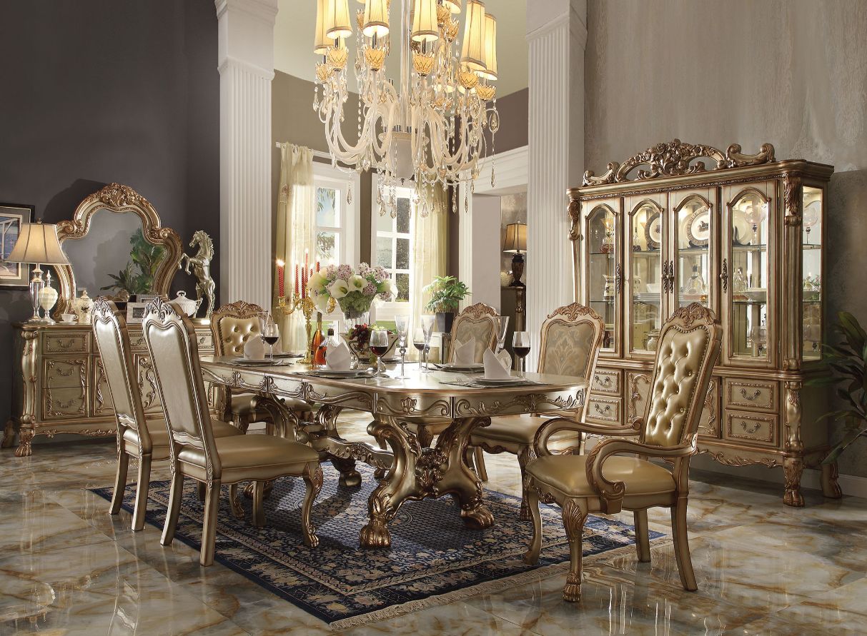 Dresden Gold Patina & Bone Finish Dining Table