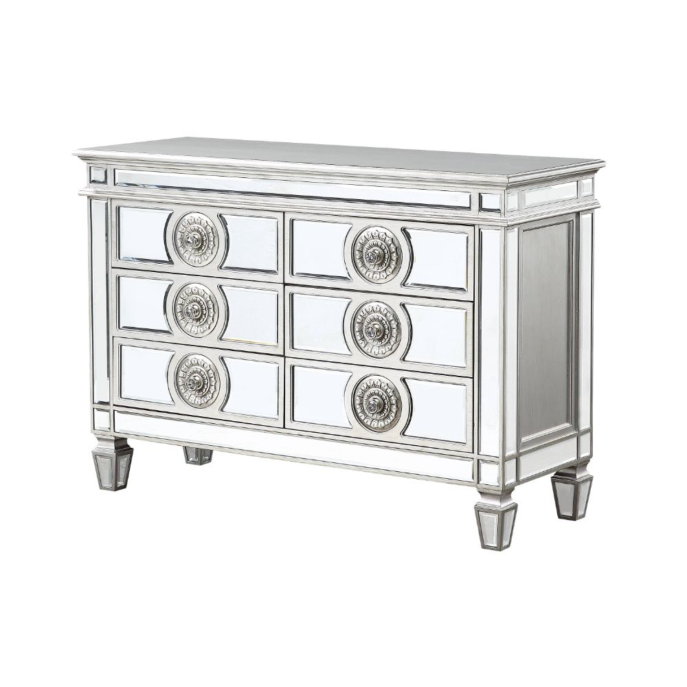 Varian Mirrored & Antique Platinum Finish Server
