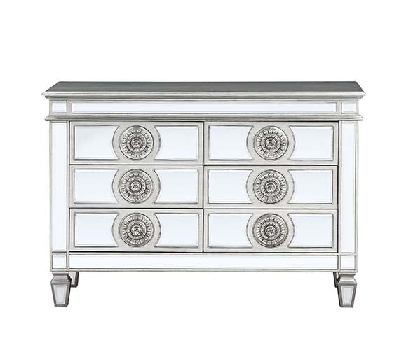 Varian Mirrored & Antique Platinum Finish Server