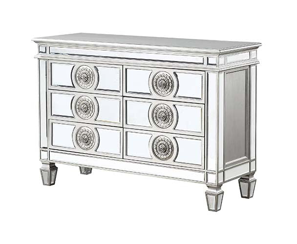 Varian Mirrored & Antique Platinum Finish Server