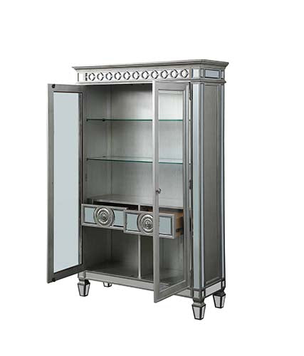 Varian Mirrored & Antique Platinum Finish Curio