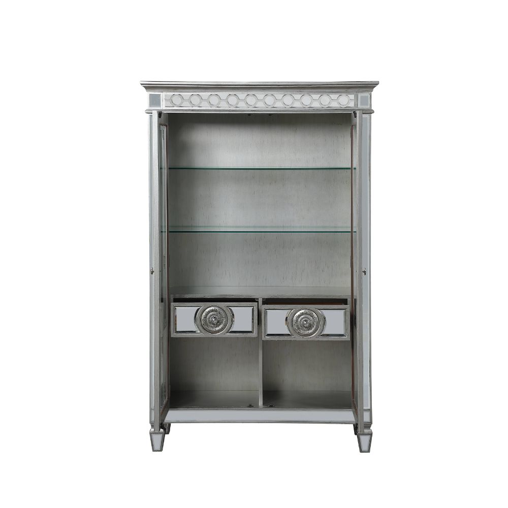 Varian Mirrored & Antique Platinum Finish Curio