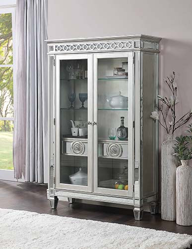Varian Mirrored & Antique Platinum Finish Curio