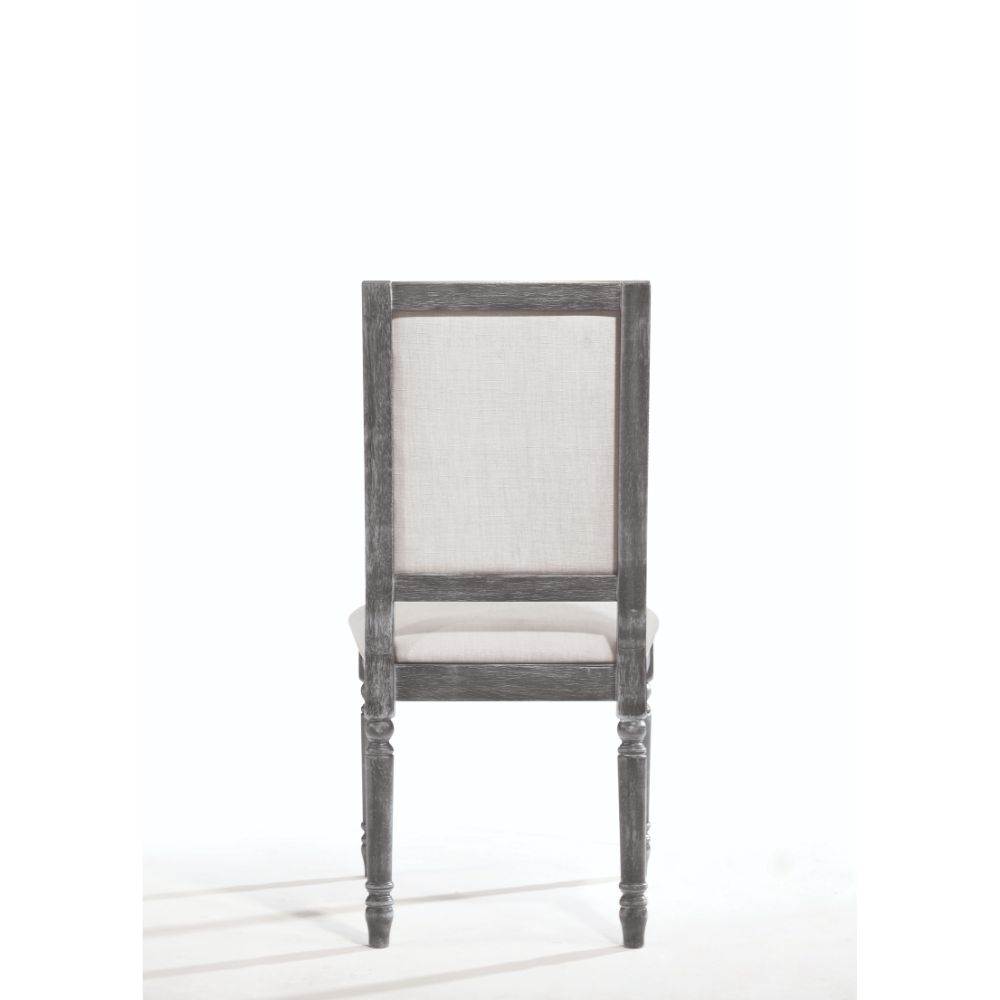 Leventis Cream Linen & Weathered Gray Finish Side Chair (Set-2)