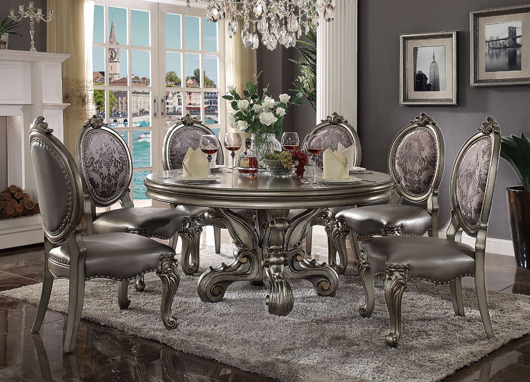 Versailles Antique Platinum Finish Dining Table