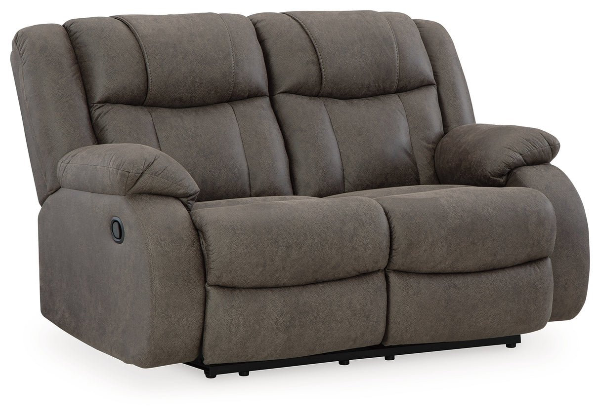 First Gunmetal Base Reclining Loveseat
