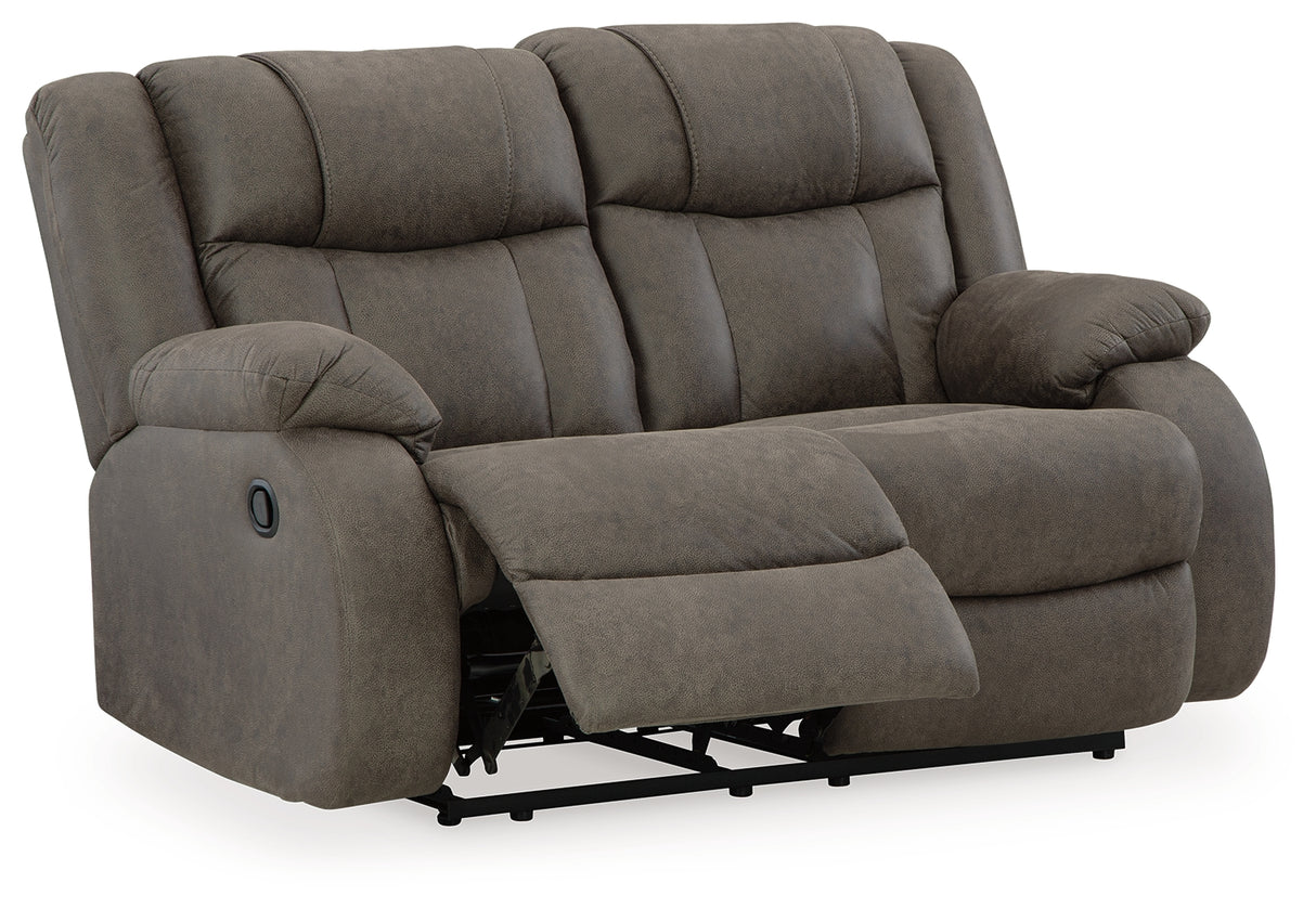 First Gunmetal Base Reclining Loveseat