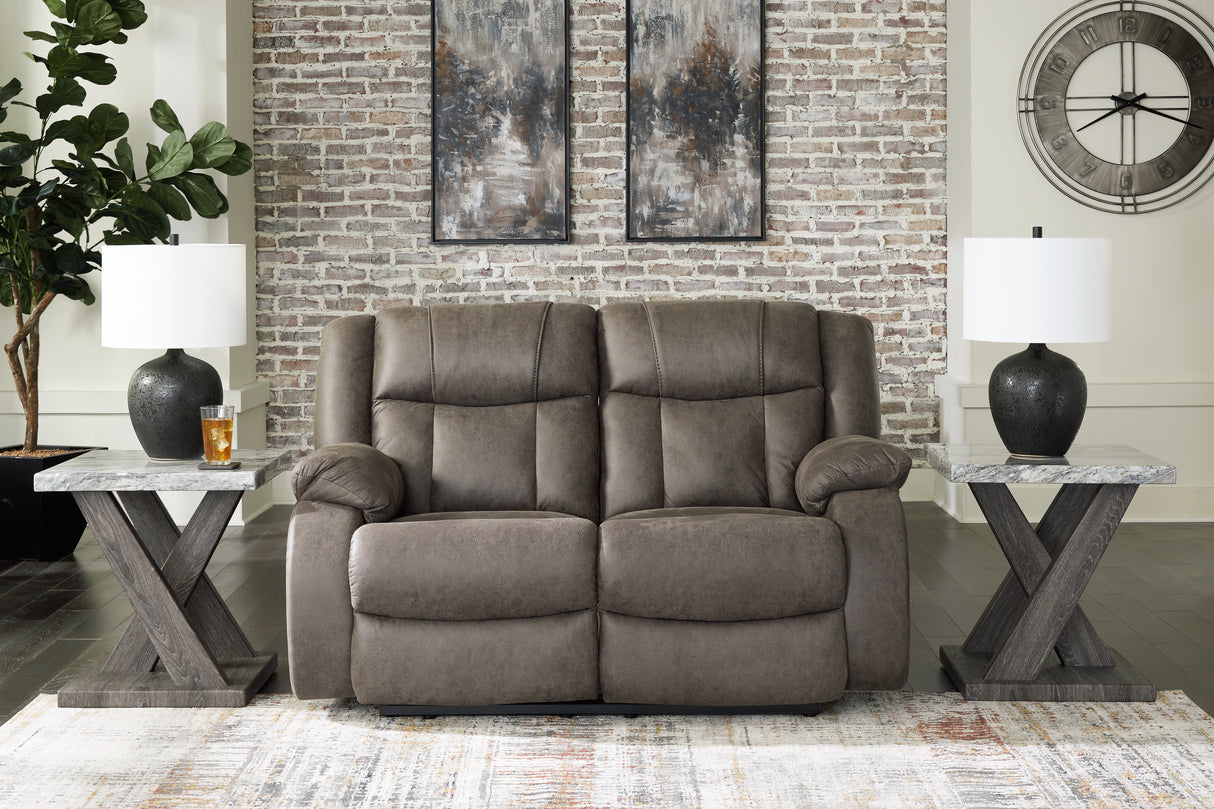 First Gunmetal Base Reclining Loveseat