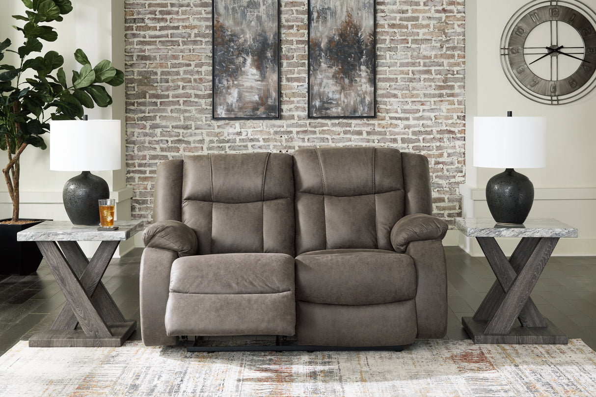 First Gunmetal Base Reclining Loveseat