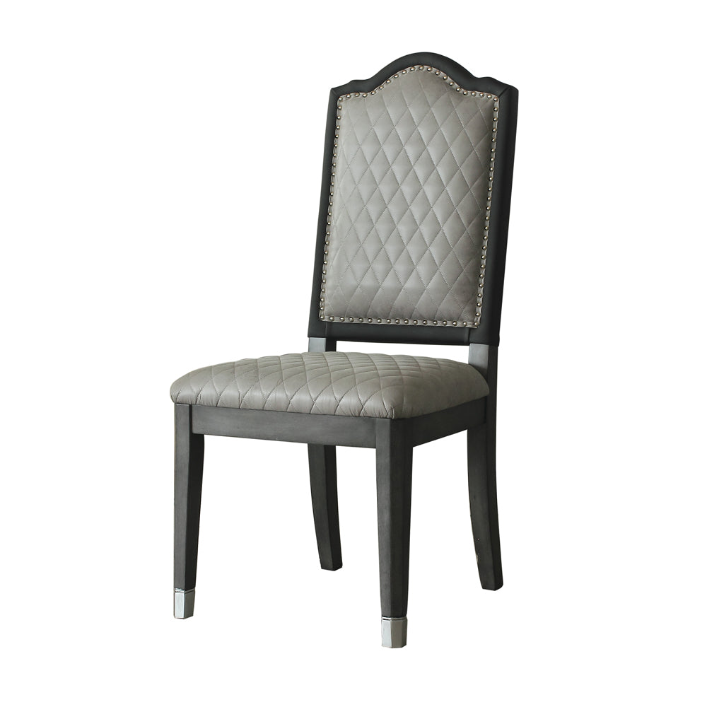 House Two Tone Gray Fabric & Charcoal Finish Beatrice Side Chair (Set-2)