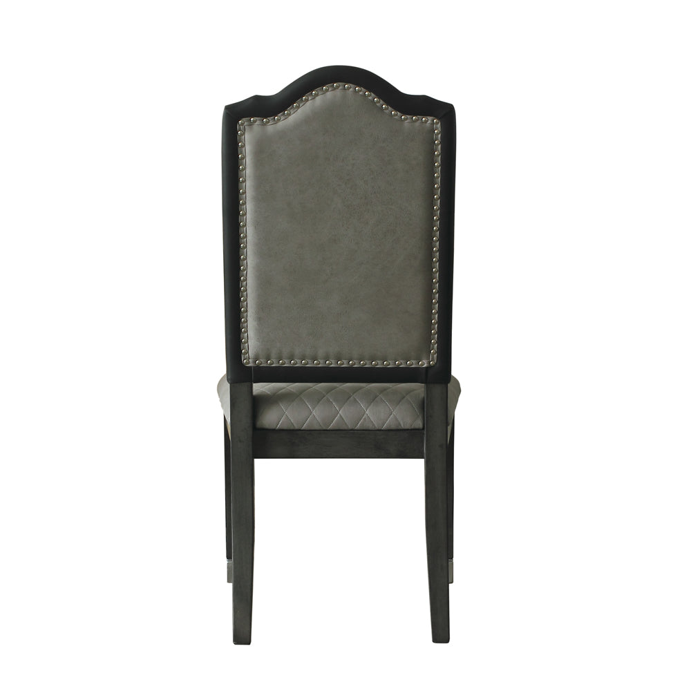 House Two Tone Gray Fabric & Charcoal Finish Beatrice Side Chair (Set-2)