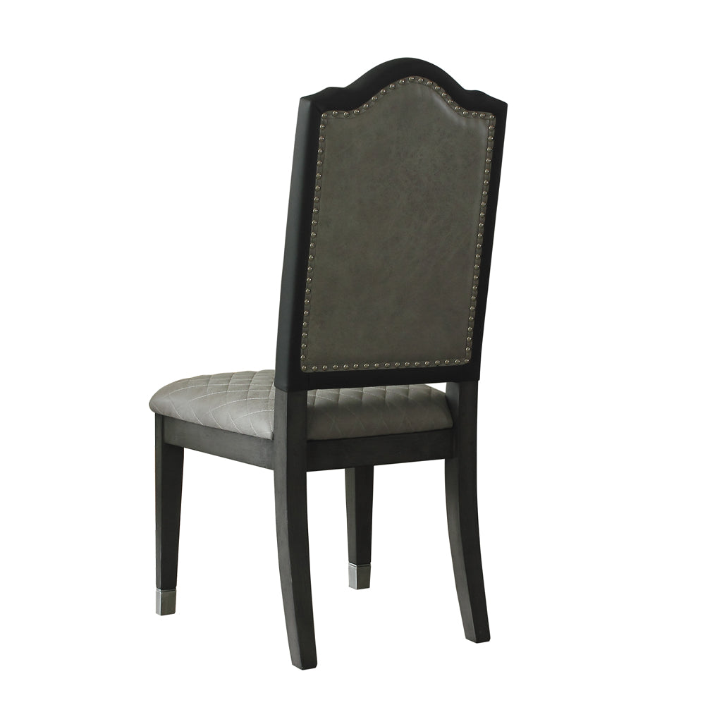 House Two Tone Gray Fabric & Charcoal Finish Beatrice Side Chair (Set-2)