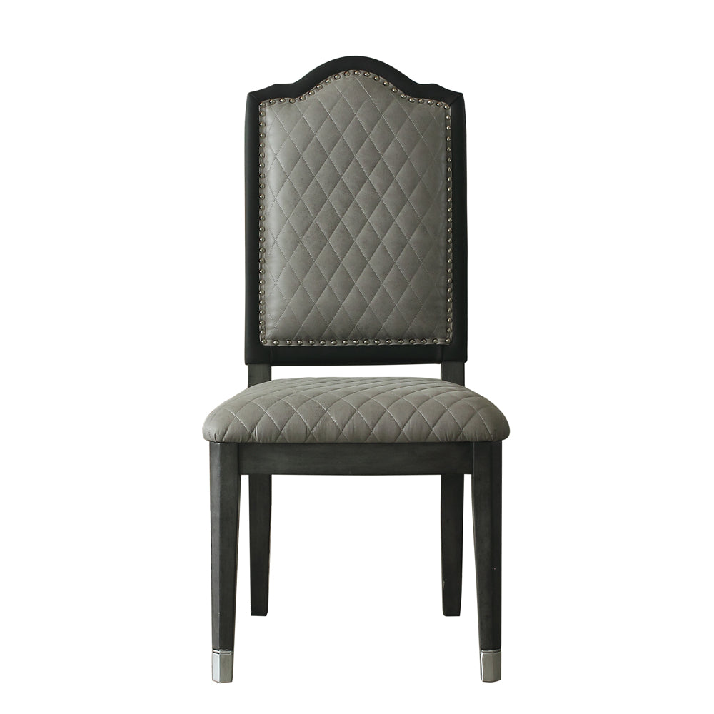 House Two Tone Gray Fabric & Charcoal Finish Beatrice Side Chair (Set-2)