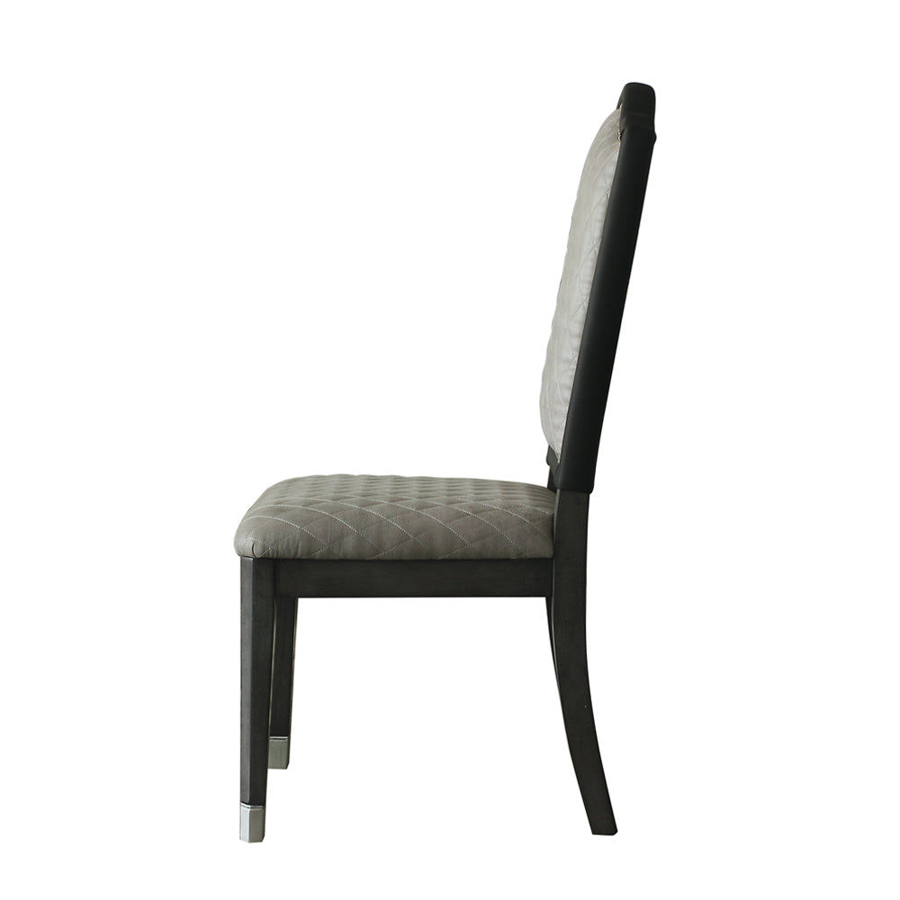 House Two Tone Gray Fabric & Charcoal Finish Beatrice Side Chair (Set-2)