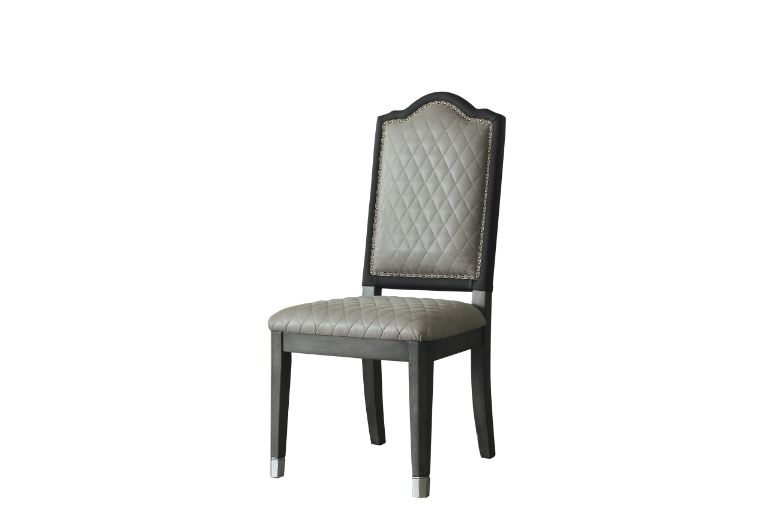 House Two Tone Gray Fabric & Charcoal Finish Beatrice Side Chair (Set-2)