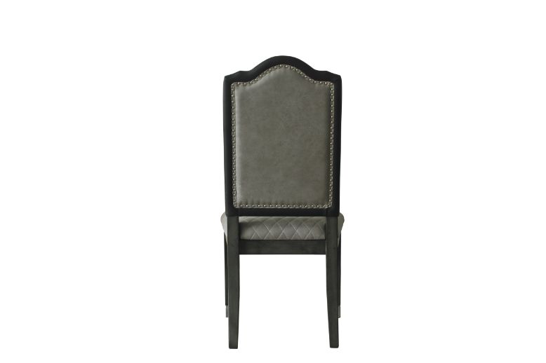 House Two Tone Gray Fabric & Charcoal Finish Beatrice Side Chair (Set-2)