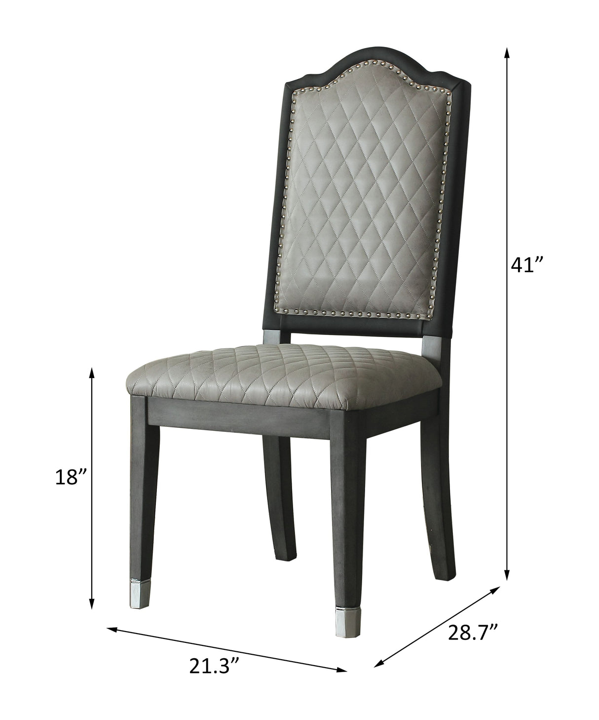 House Two Tone Gray Fabric & Charcoal Finish Beatrice Side Chair (Set-2)
