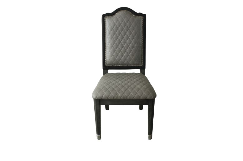 House Two Tone Gray Fabric & Charcoal Finish Beatrice Side Chair (Set-2)