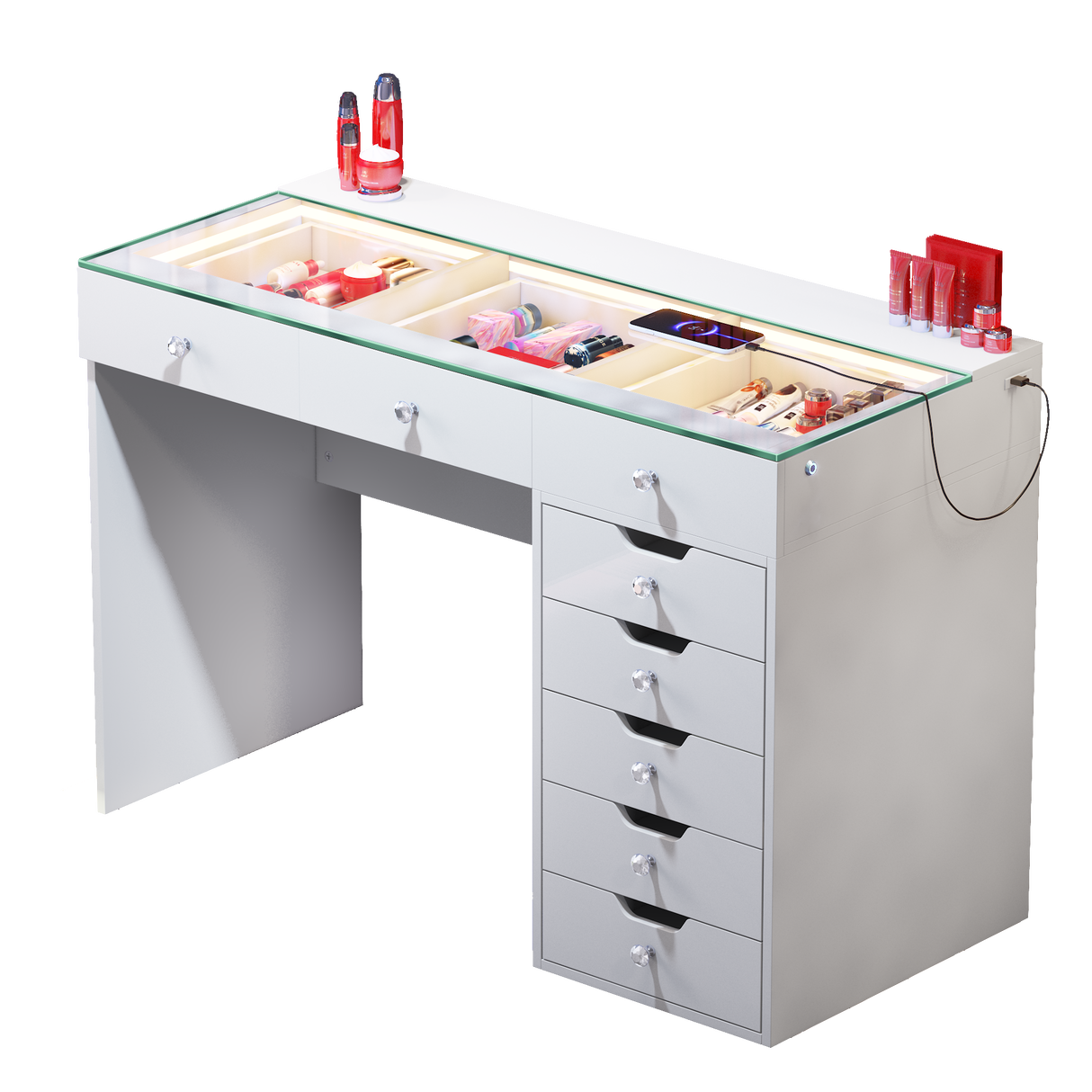 Diana Vanity Desk - 8 Storage Drawers