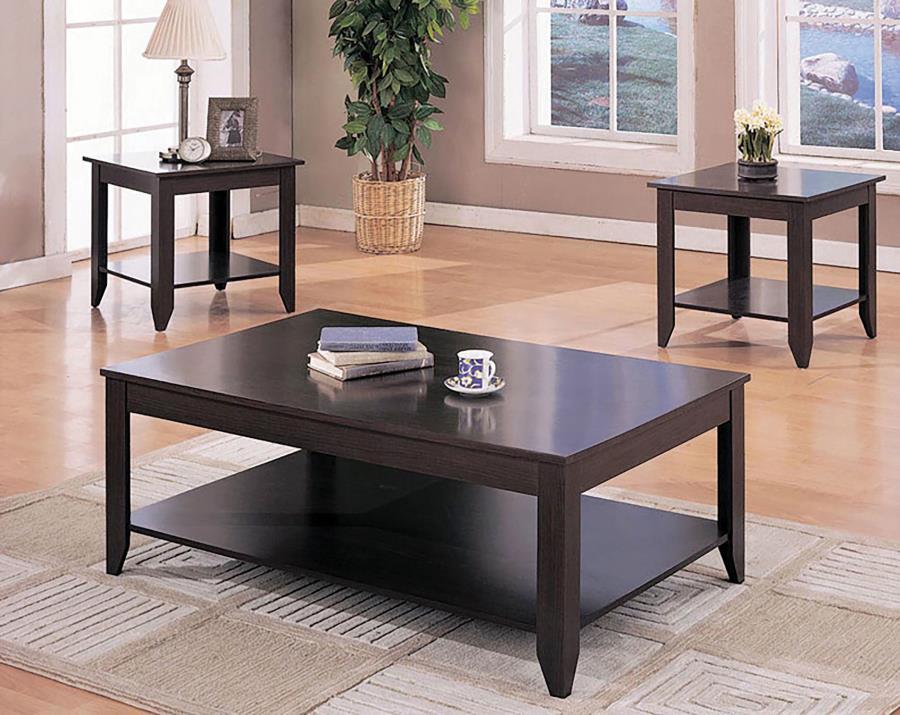 Brooks 3-Piece Occasional Table Set With Lower Shelf Cappuccino