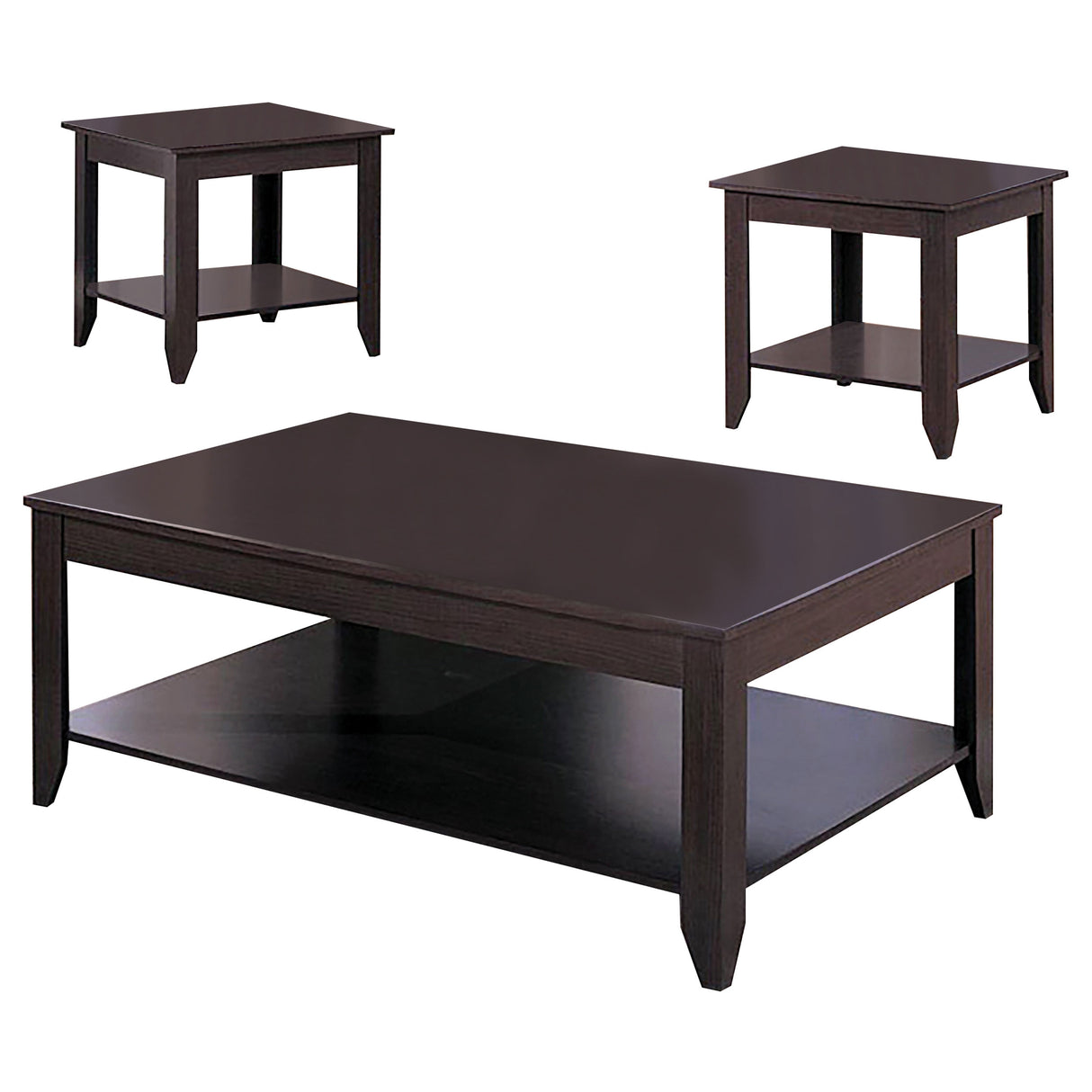 Brooks 3-Piece Occasional Table Set With Lower Shelf Cappuccino