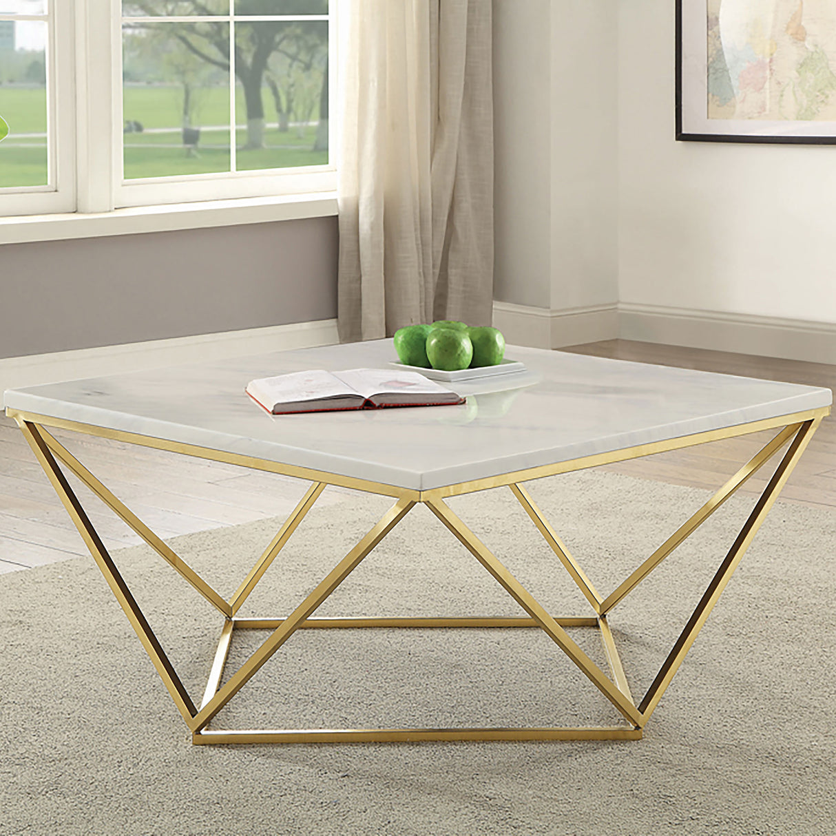 Meryl Square Coffee Table White And Gold