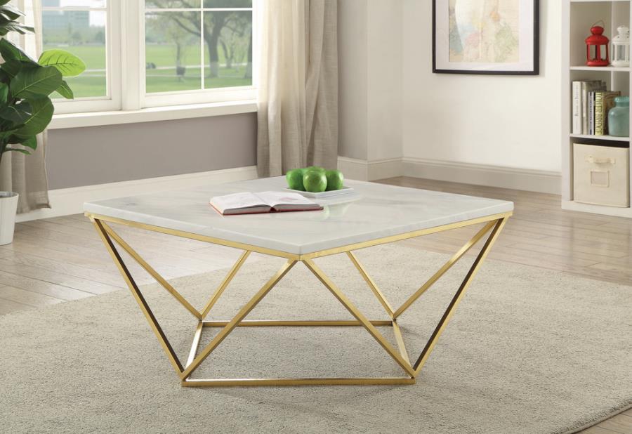 Meryl Square Coffee Table White And Gold