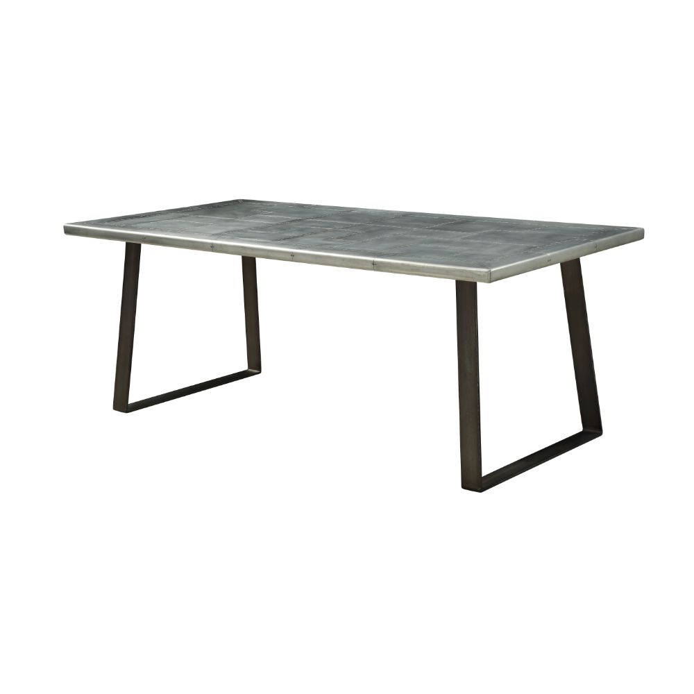 Kaylia Aluminum & Gunmetal Finish Dining Table