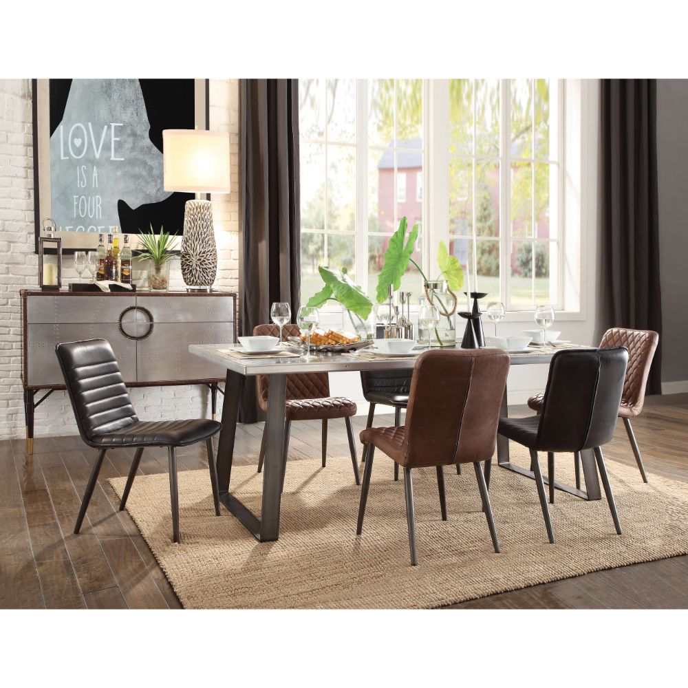 Kaylia Aluminum & Gunmetal Finish Dining Table