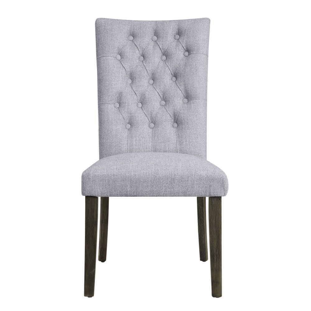 Merel Gray Linen & Gray Oak Finish Side Chair (Set-2)