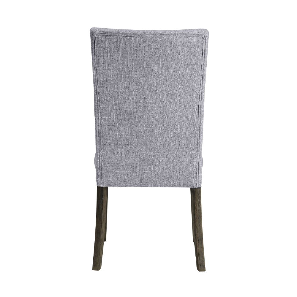 Merel Gray Linen & Gray Oak Finish Side Chair (Set-2)
