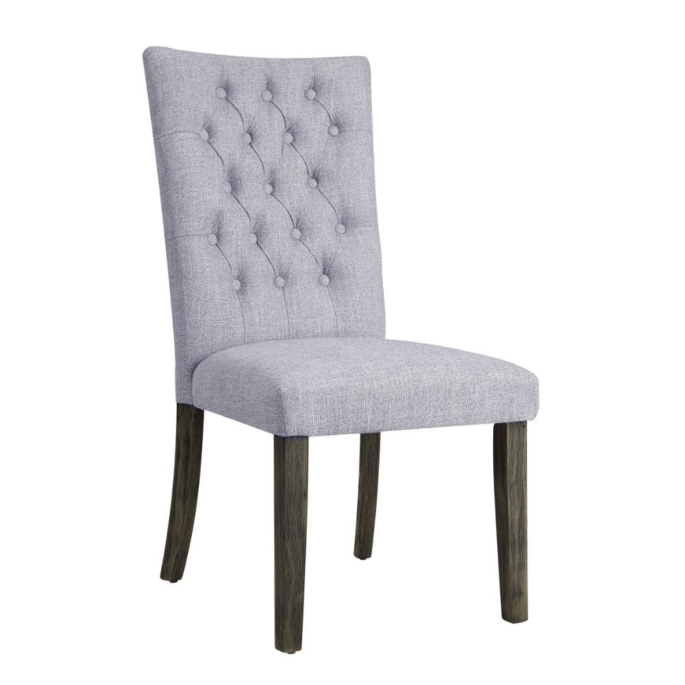 Merel Gray Linen & Gray Oak Finish Side Chair (Set-2)