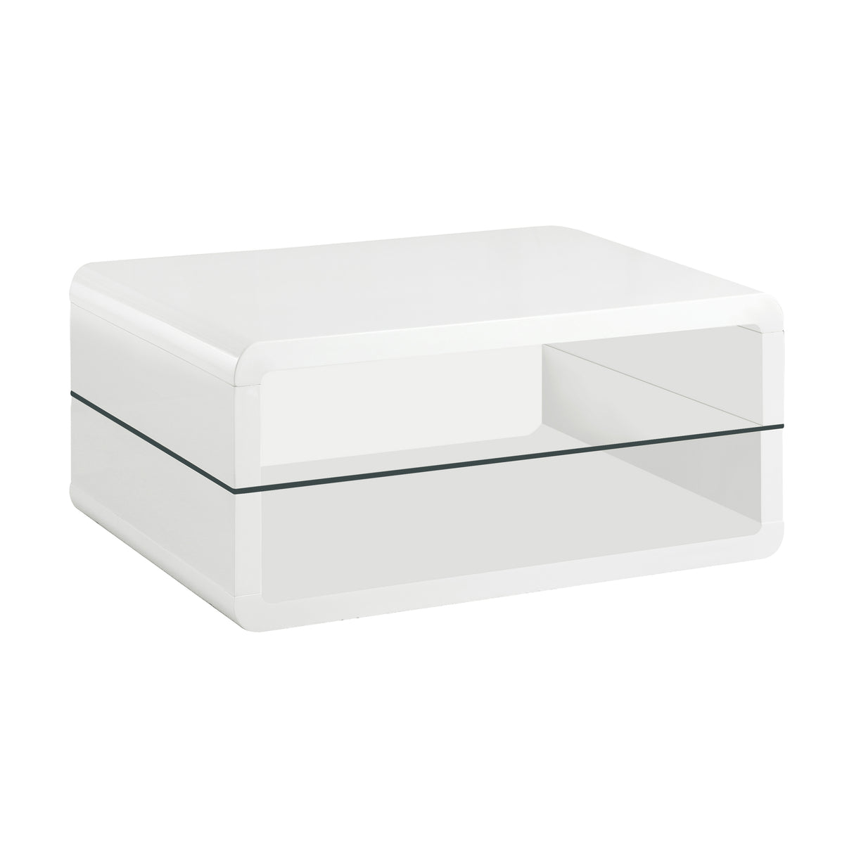 Elana Rectangle 2-Shelf Coffee Table Glossy White