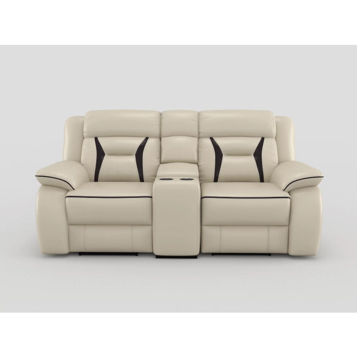 Amite Dark Gray Double Reclining Loveseat with Center Console