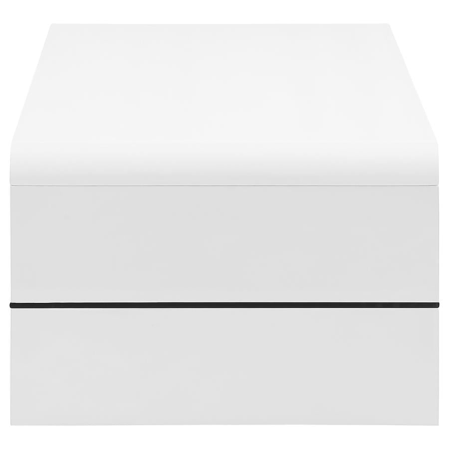 Airell Rectangular Coffee Table With Glass Shelf White High Gloss