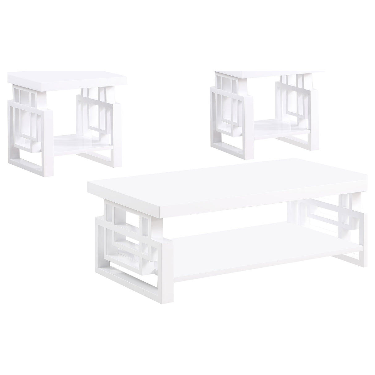 Schmitt 3-piece Coffee and End Table Set White High Gloss