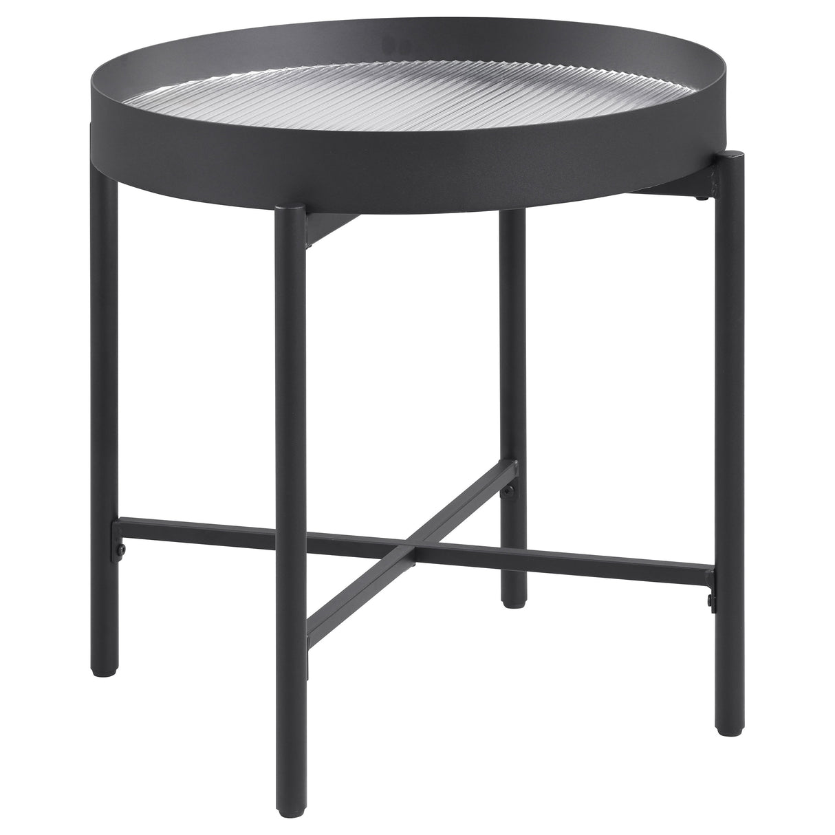 Ozella 2-piece Round Coffee and End Table Set Sandy Black
