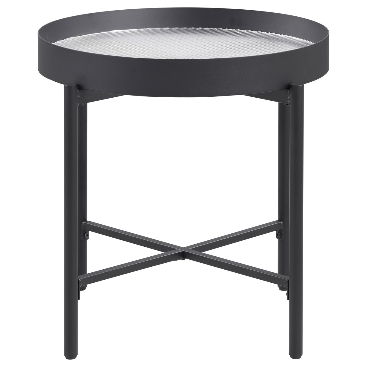 Ozella 2-piece Round Coffee and End Table Set Sandy Black