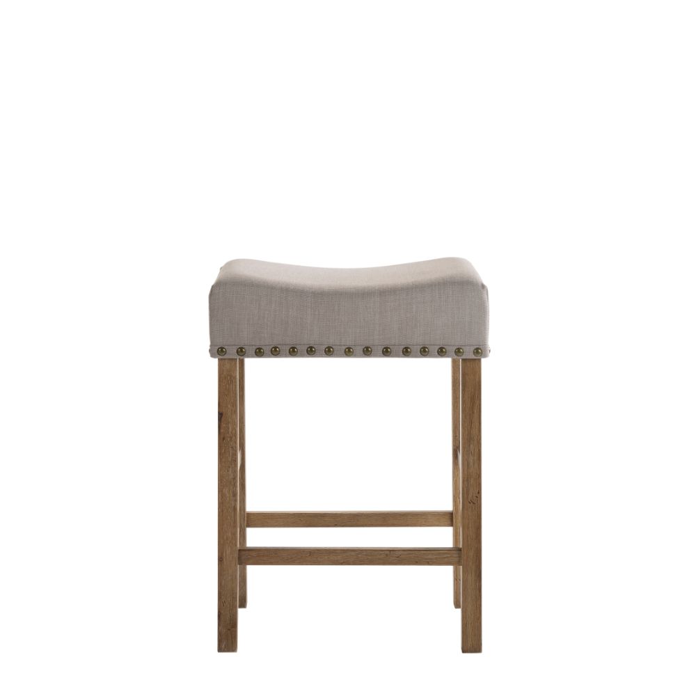 Martha Tan Linen & Weathered Oak Finish Ii Counter Height Stool (Set-2)