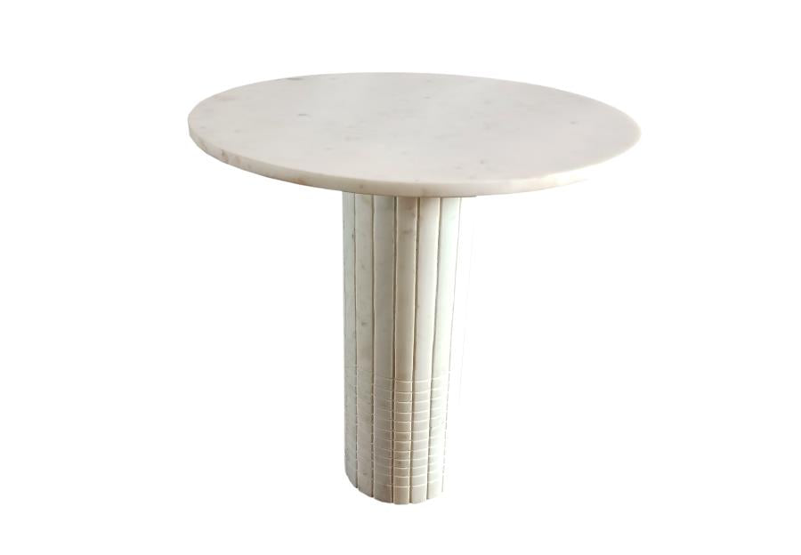 Astoria White Round Genuine Marble Side End Table