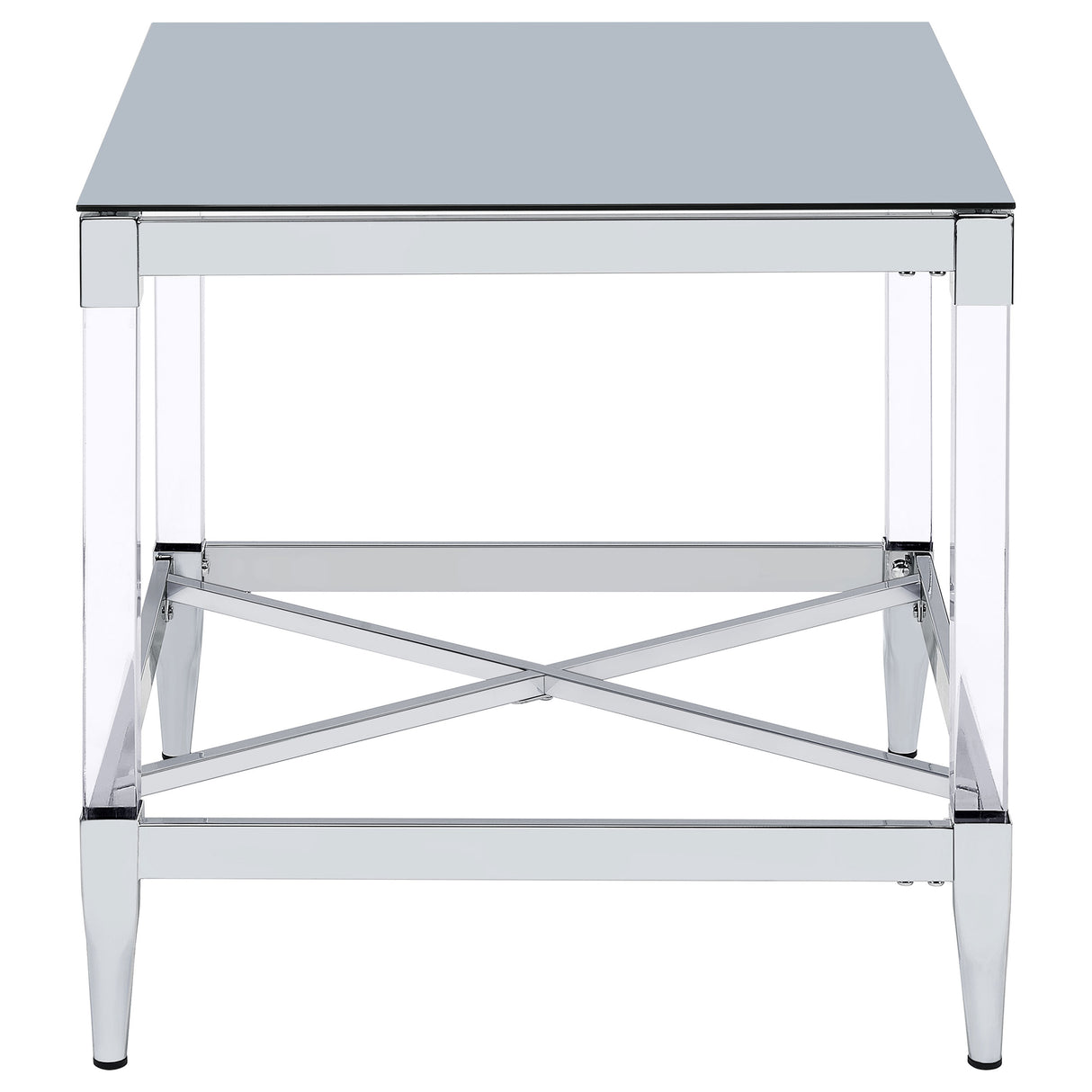 Lindley Square Tempered Mirror Acrylic Side End Table Chrome
