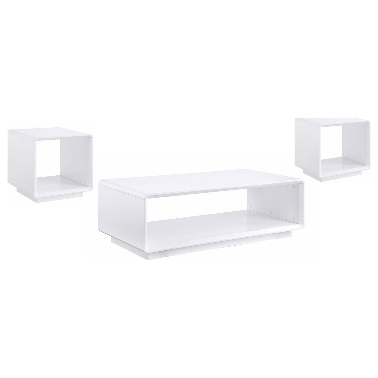 Paseo 3-piece Coffee and End Table Set White High Gloss