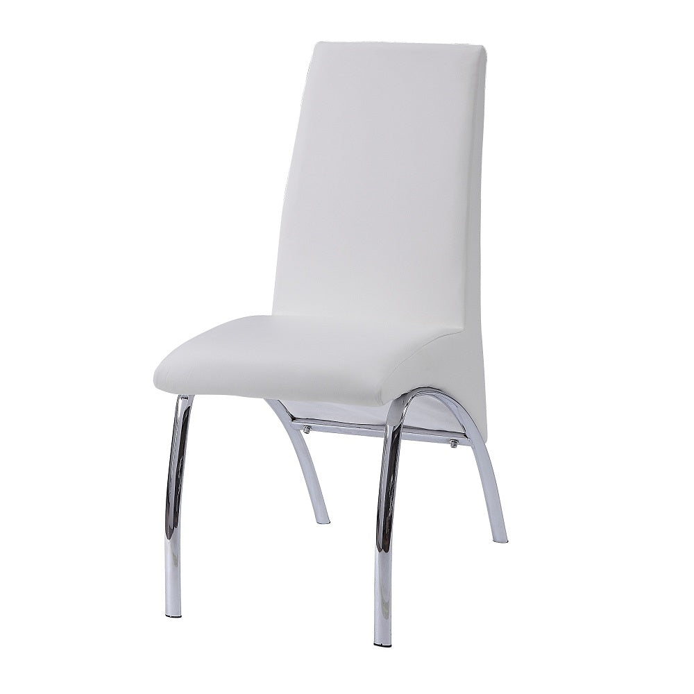 Pervis White Synthetic Leather & Chrome Finish Side Chair (Set-2)