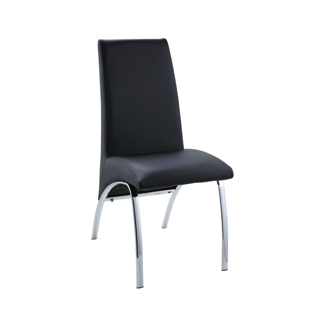 Pervis Black Synthetic Leather & Chrome Finish Side Chair (Set-2)