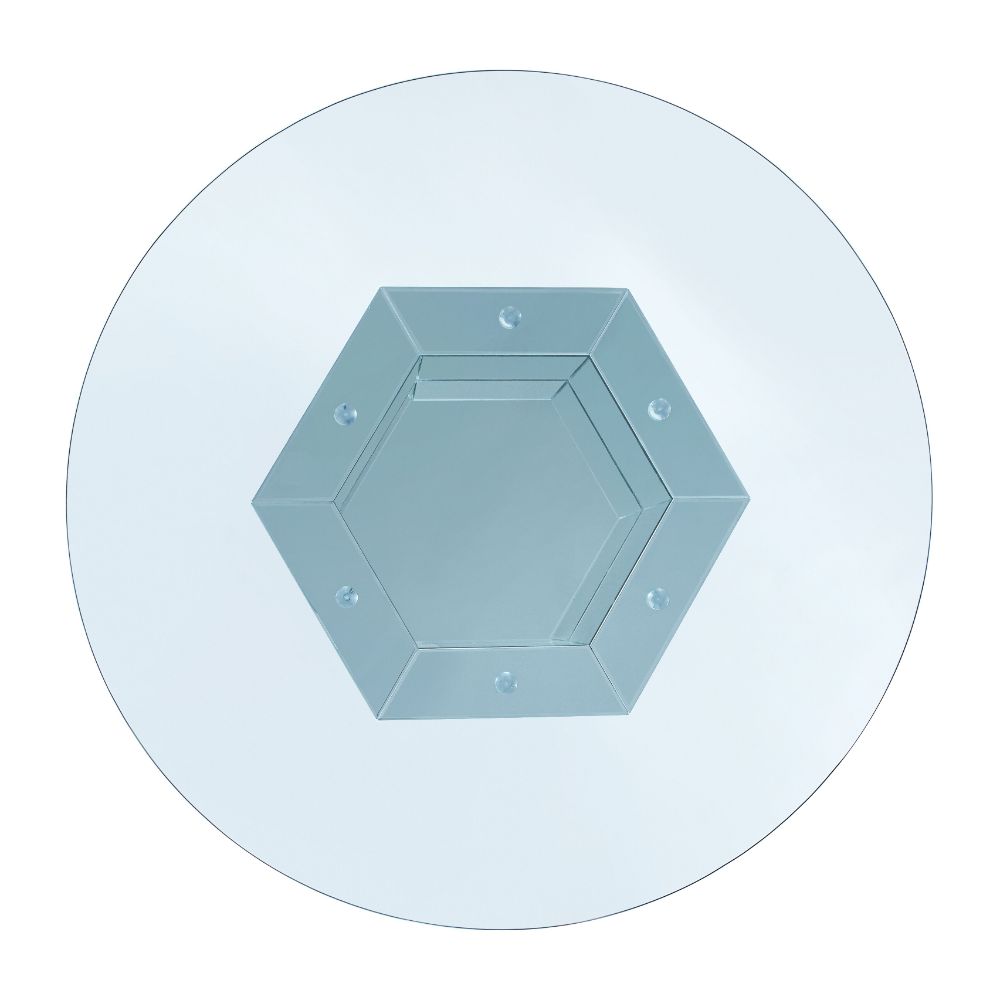 Noralie Mirrored, Faux Diamonds & Clear Glass Top Finish Dining Table